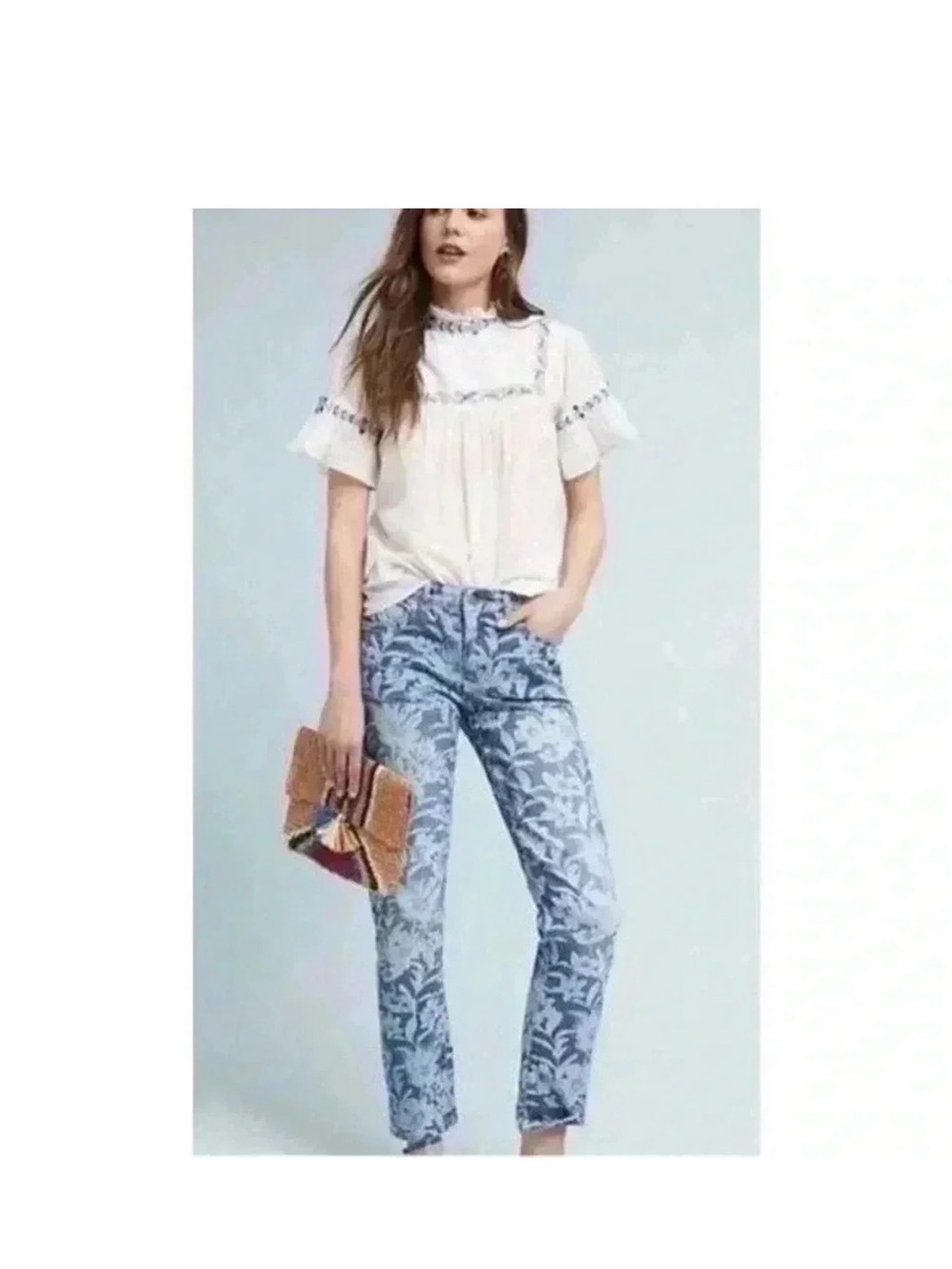 Pilcro and The Letterpress Anthropologie Botanical slim Boyfriend jeans size 25